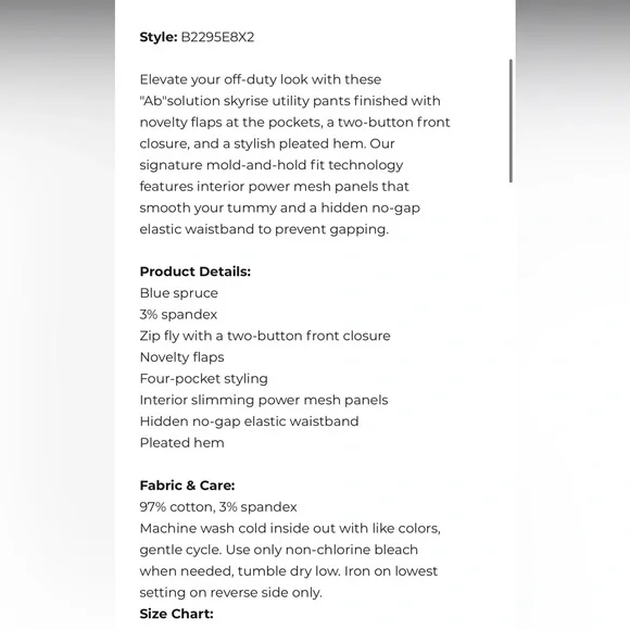 DEMOCRACY WOMENS "AB"SOLUTION SKYRISE CARGO PANTS - Picture 13 of 13